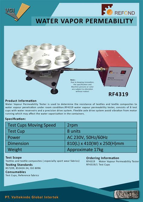 water vapor permeability test method Brand manufacturer|Role of Water and Vapor Permeability Testers .